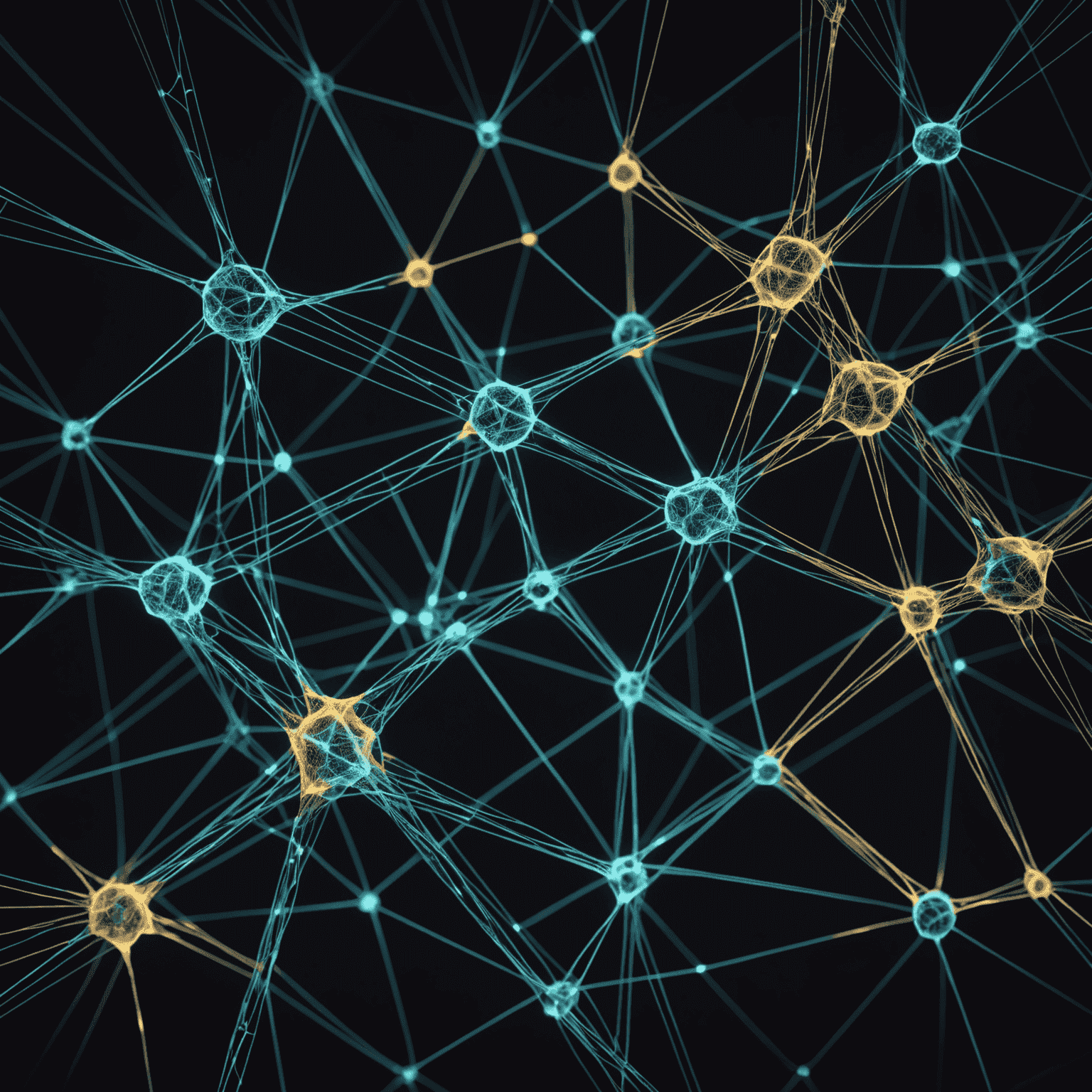 Un'immagine astratta che rappresenta reti neurali e modelli generativi di AI, con linee luminose che si interconnettono su uno sfondo scuro.